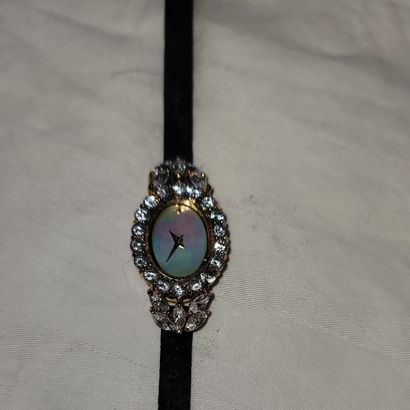 Vintage Franklin Mint Sterling Cubic Zirconia Fancy Womens Watch MOP Face‎ Black main image 4